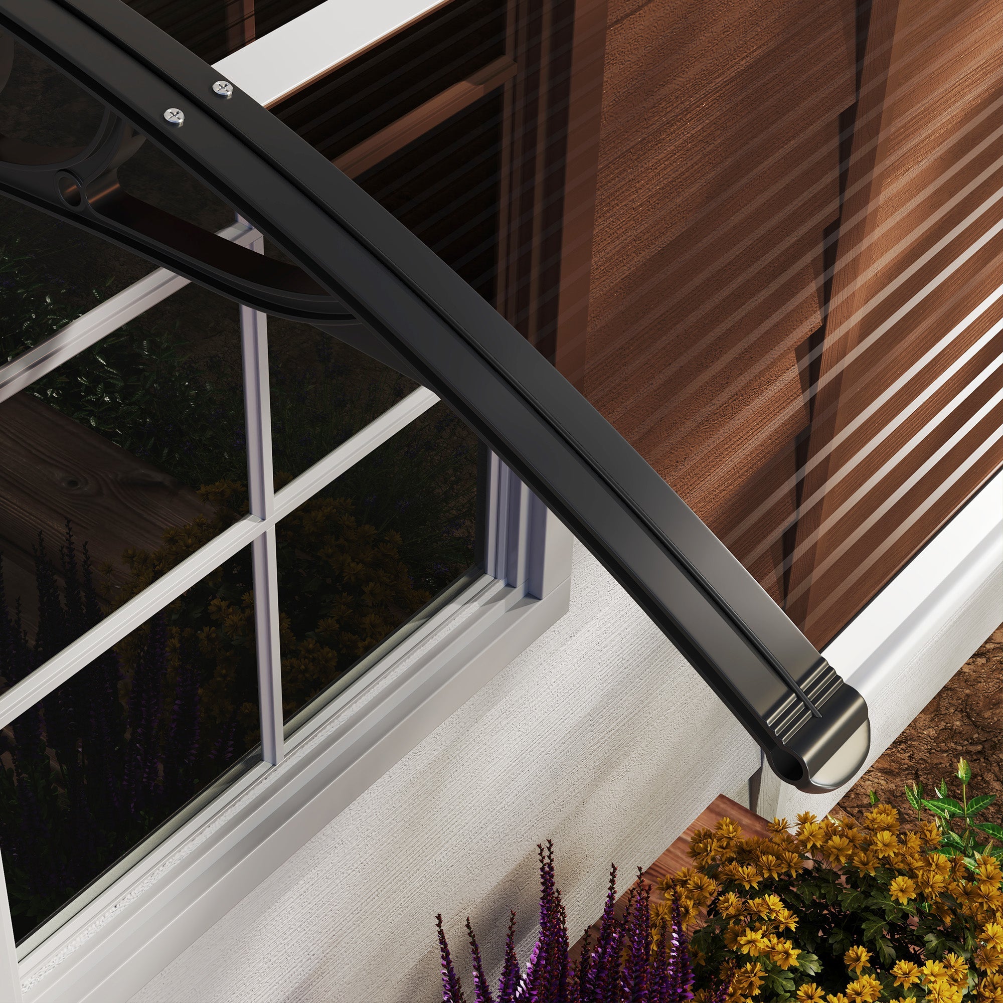 Front Door Canopy Outdoor Awning Polycarbonate Rain Shelter Brown