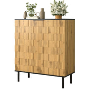 Mosaic Shoe Cabinet with 2 Doors and Adjustable Compartments, Wood Look Chipboard