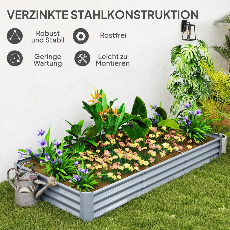 Raised Bed, Weather-Resistant Steel Planter Box 240 x 120 x 30 cm, Steel