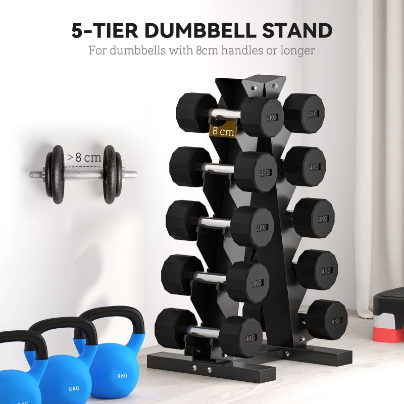 Five-Tier Dumbbell Storage Rack, Home Gym Exercise, Black