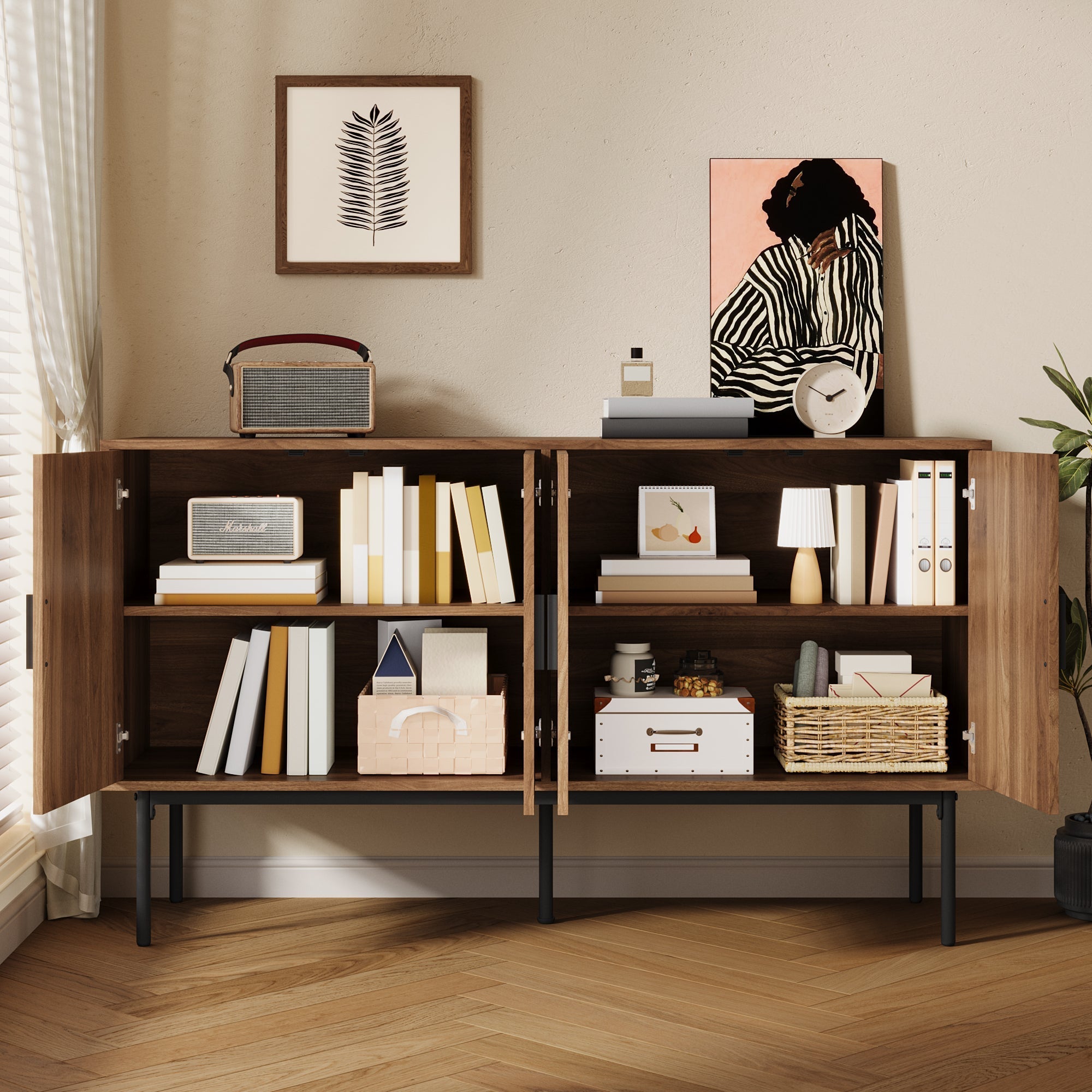 Sideboard Cabinet Buffet Storage Set Modern 140x40x80cm