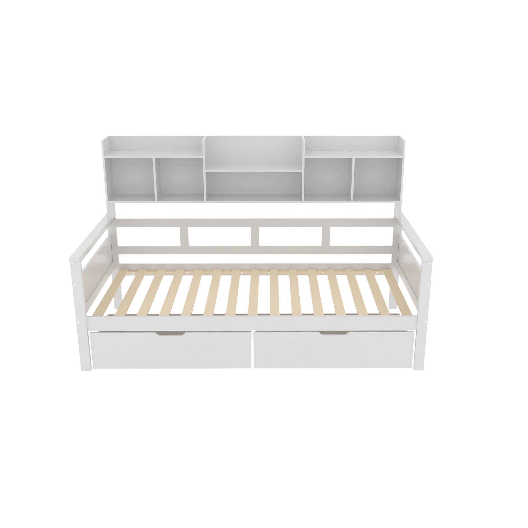 Sofa Bed 90x200, Storage Slatted Frame, Solid Wood White