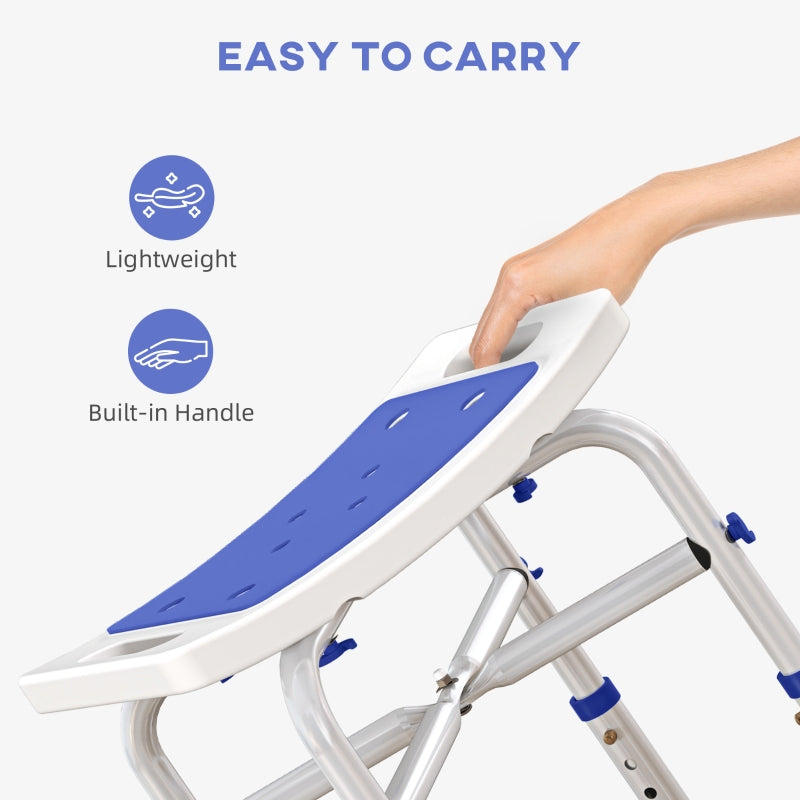 Shower/Bath Stool 44-51.5cm Adjustable Height Aluminium Frame White