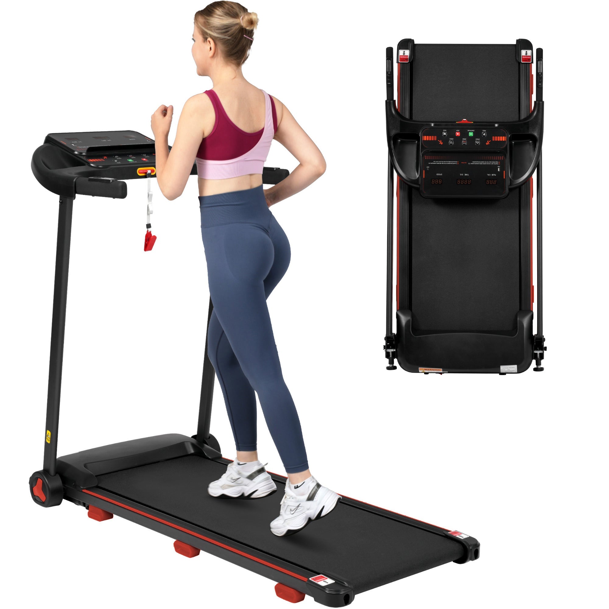 Treadmill for Home, Foldable 8% Incline 3.0 HP 120kg Max Load, Black