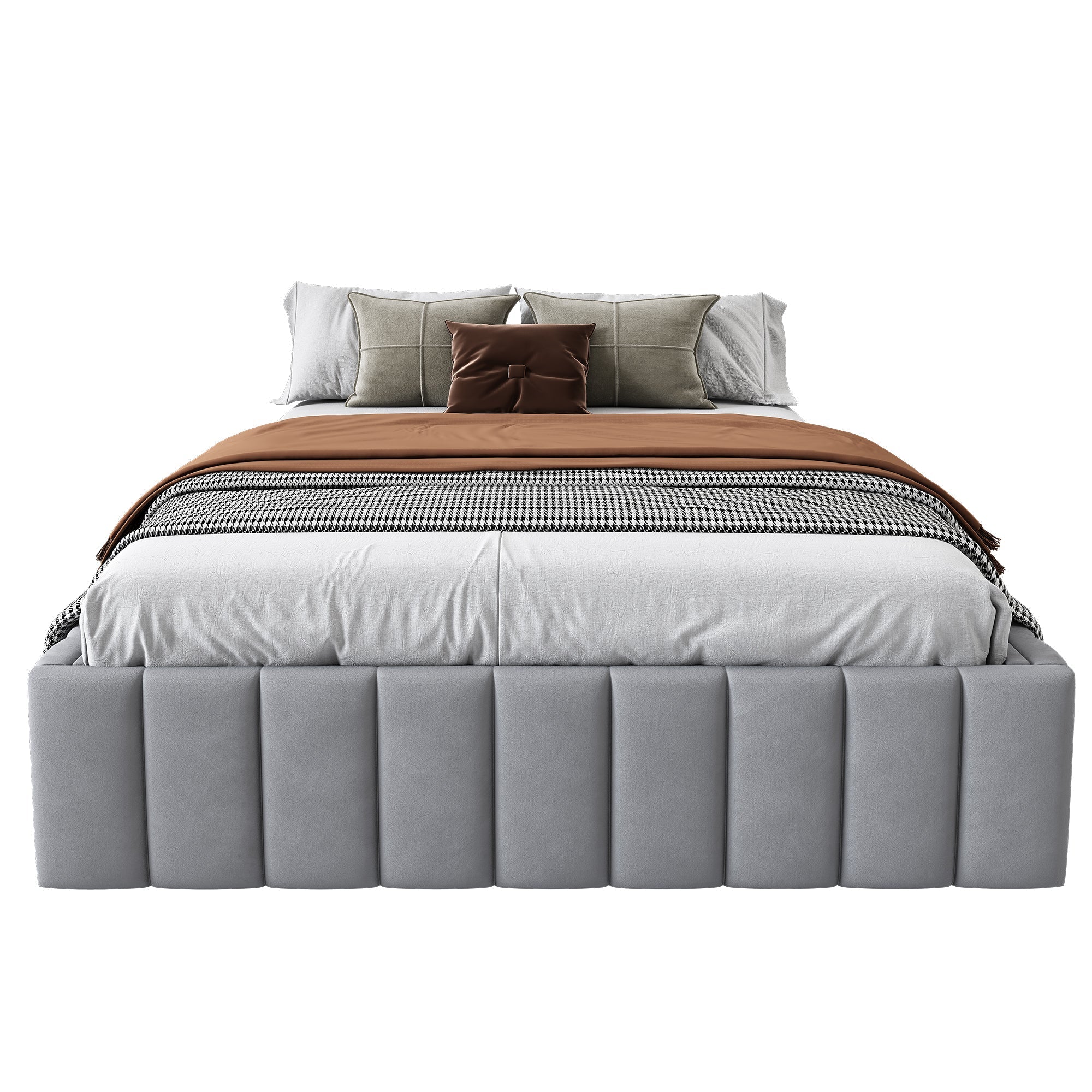 Upholstered Bed 140x200cm Slatted Base No Headboard - Grey
