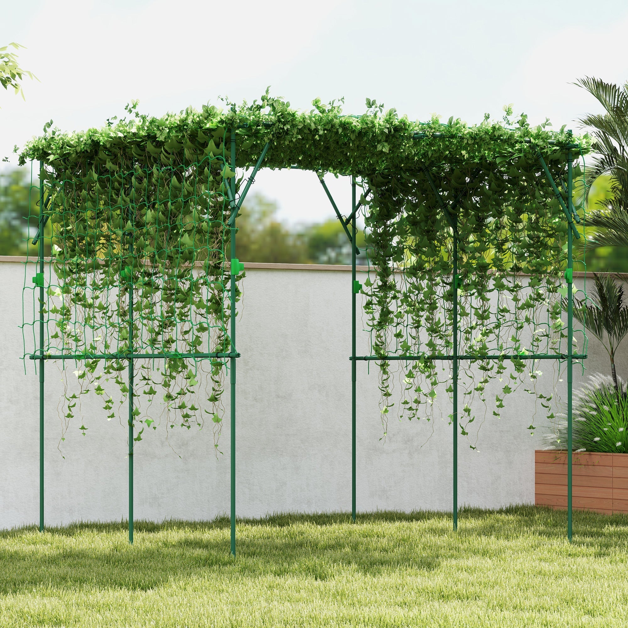 Stainless Steel Trellis Climbing Aid Triangular Support 223x223x223 cm, Green