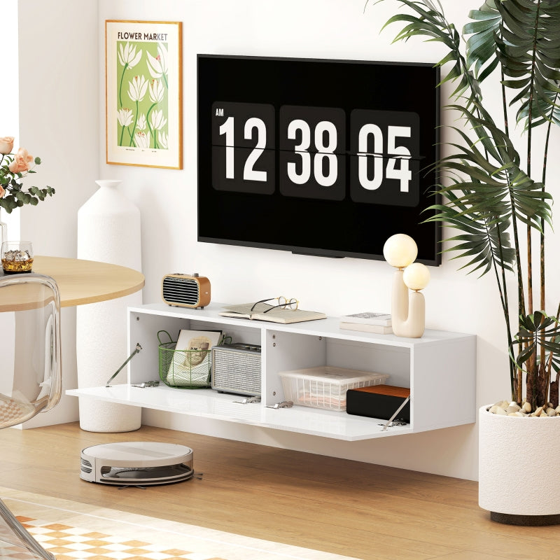 TV cabinet hanging TV board for TVs up to 65 inches 140 cm lowboard with storage space, white