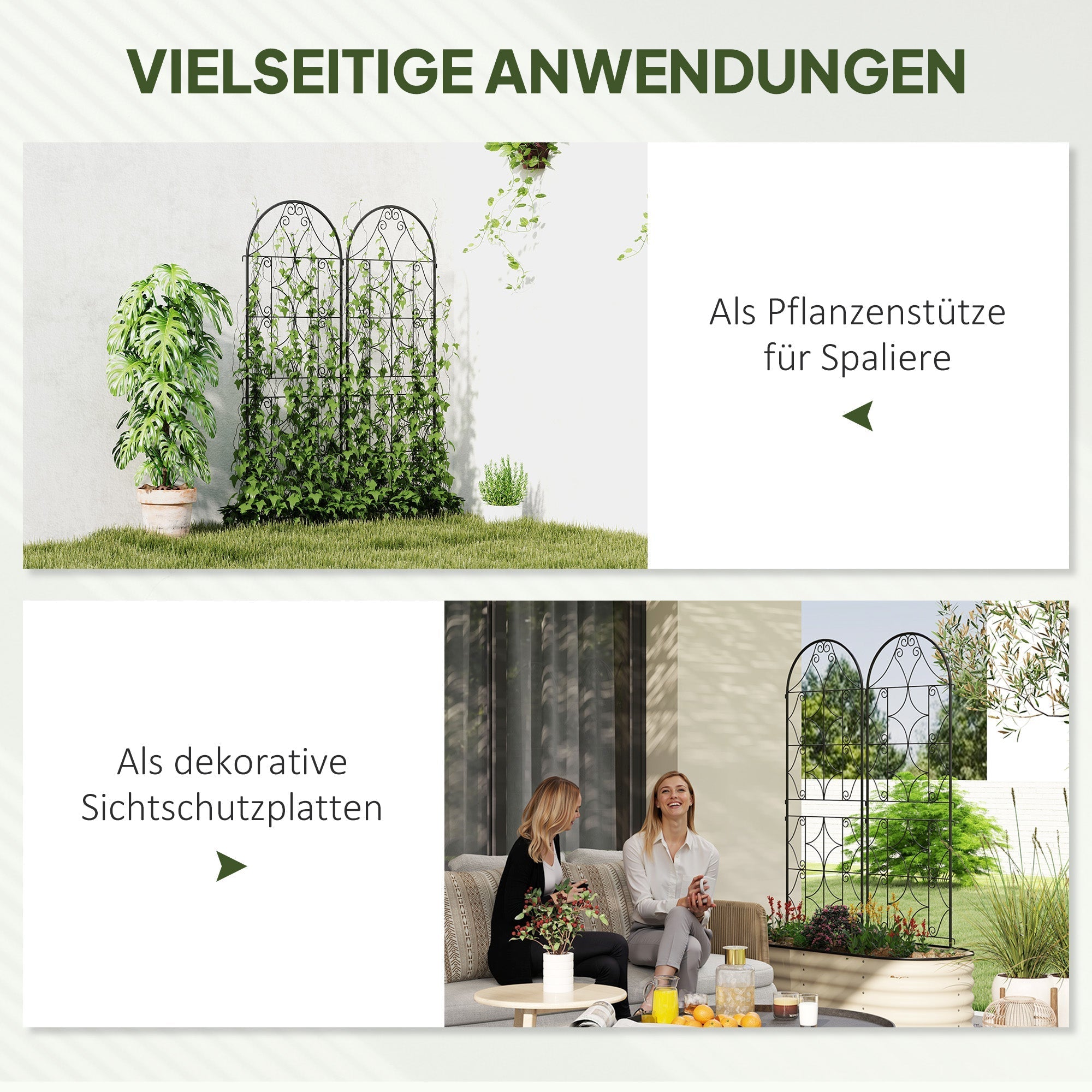 Metal Trellis 2-Piece Set, Rustproof 50x150cm Climbing Aid, Black