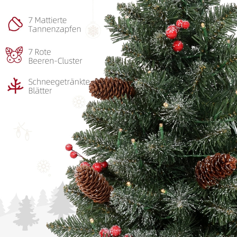 Christmas Tree LED, 60cm, Pine Cones, Red Berries, Stand, Green/White