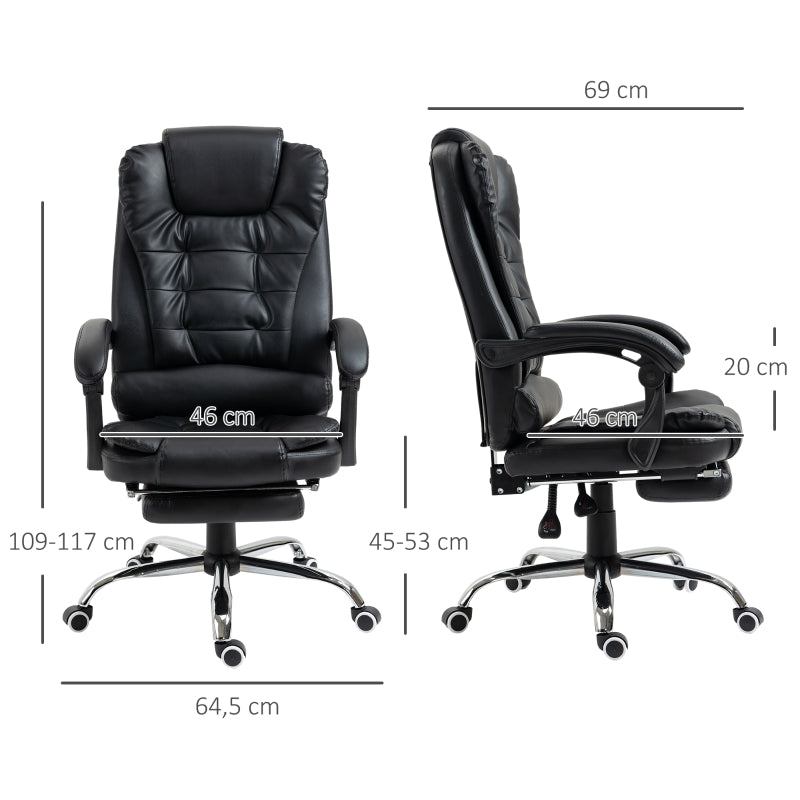 Bürostuhl, Fußstützen-Schreibtischstuhl, verstellbare Rückenlehne, höhenverstellbar, Schwarz
