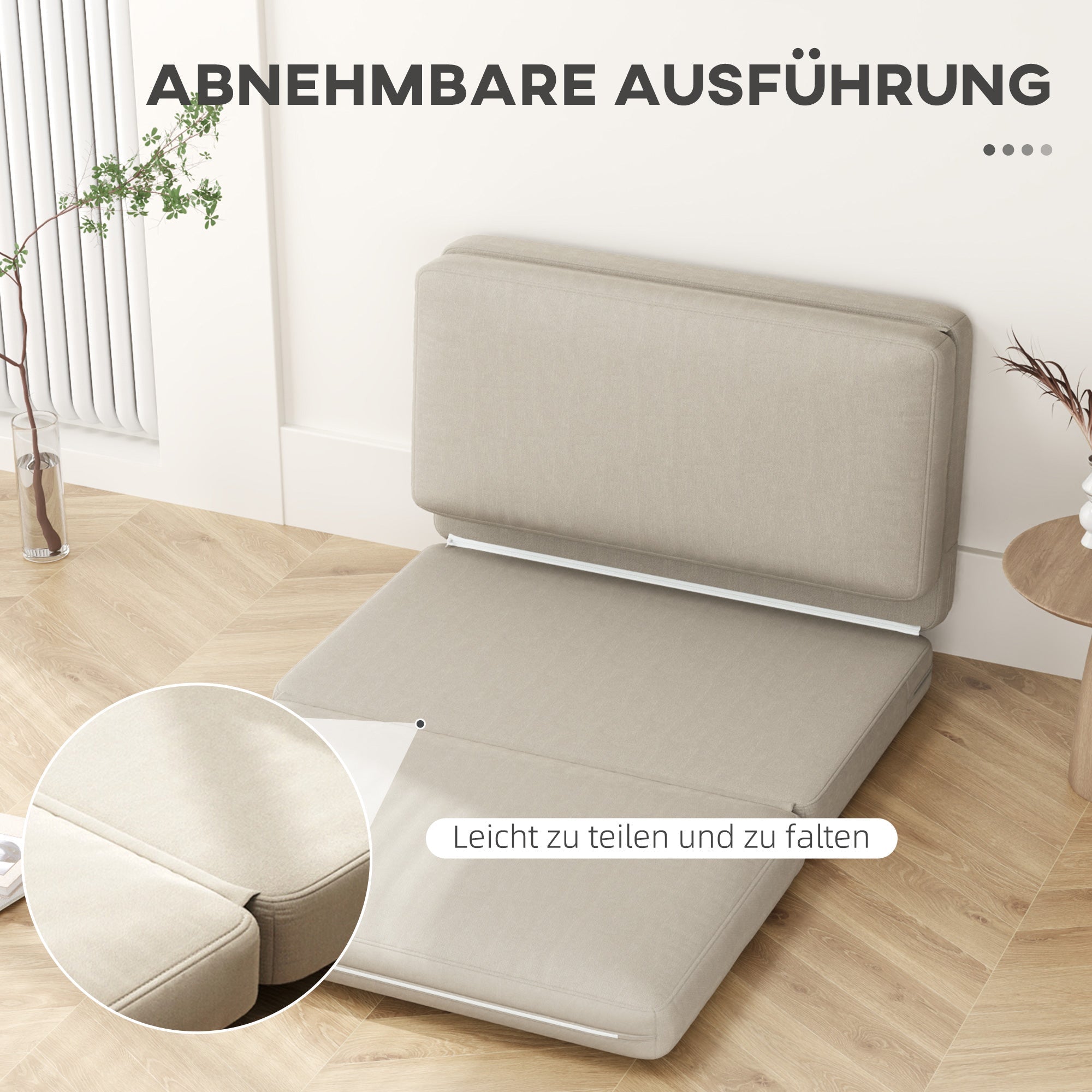 3-in-1 Schlafsofa, Samtbezug mit Stauraum, Beige
