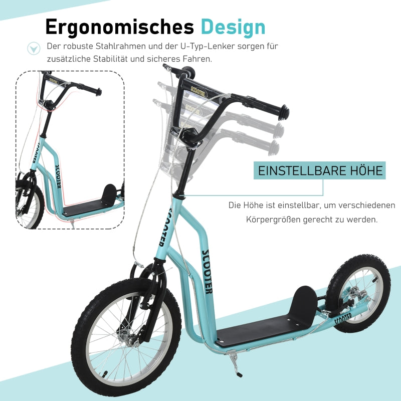 Scooter Roller Children's Scooter, Pneumatic Tires 16/12 inches, Blue