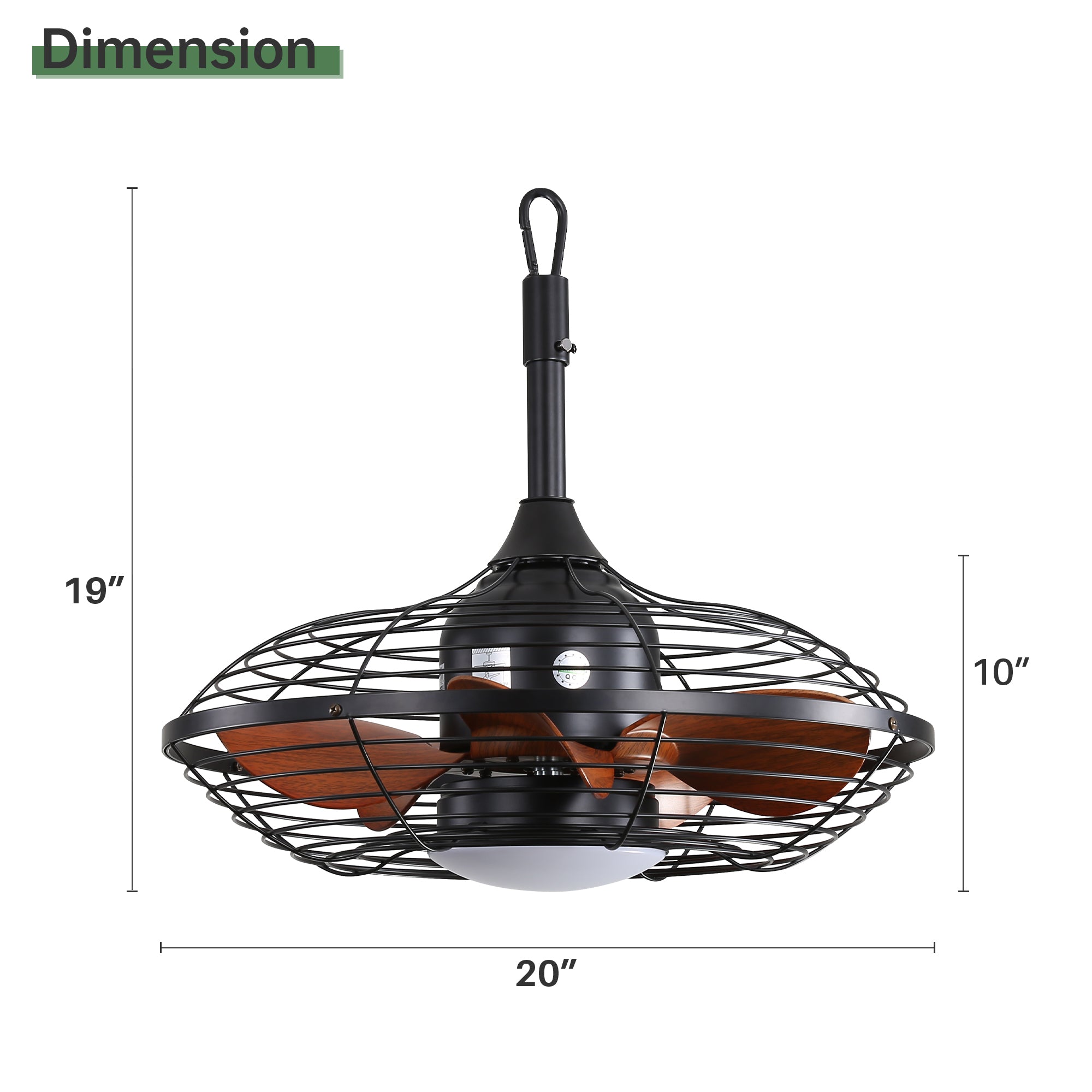 20-inch Ceiling Fan, 18W LED 3-Color, 5 Blade, DC Motor, ABS