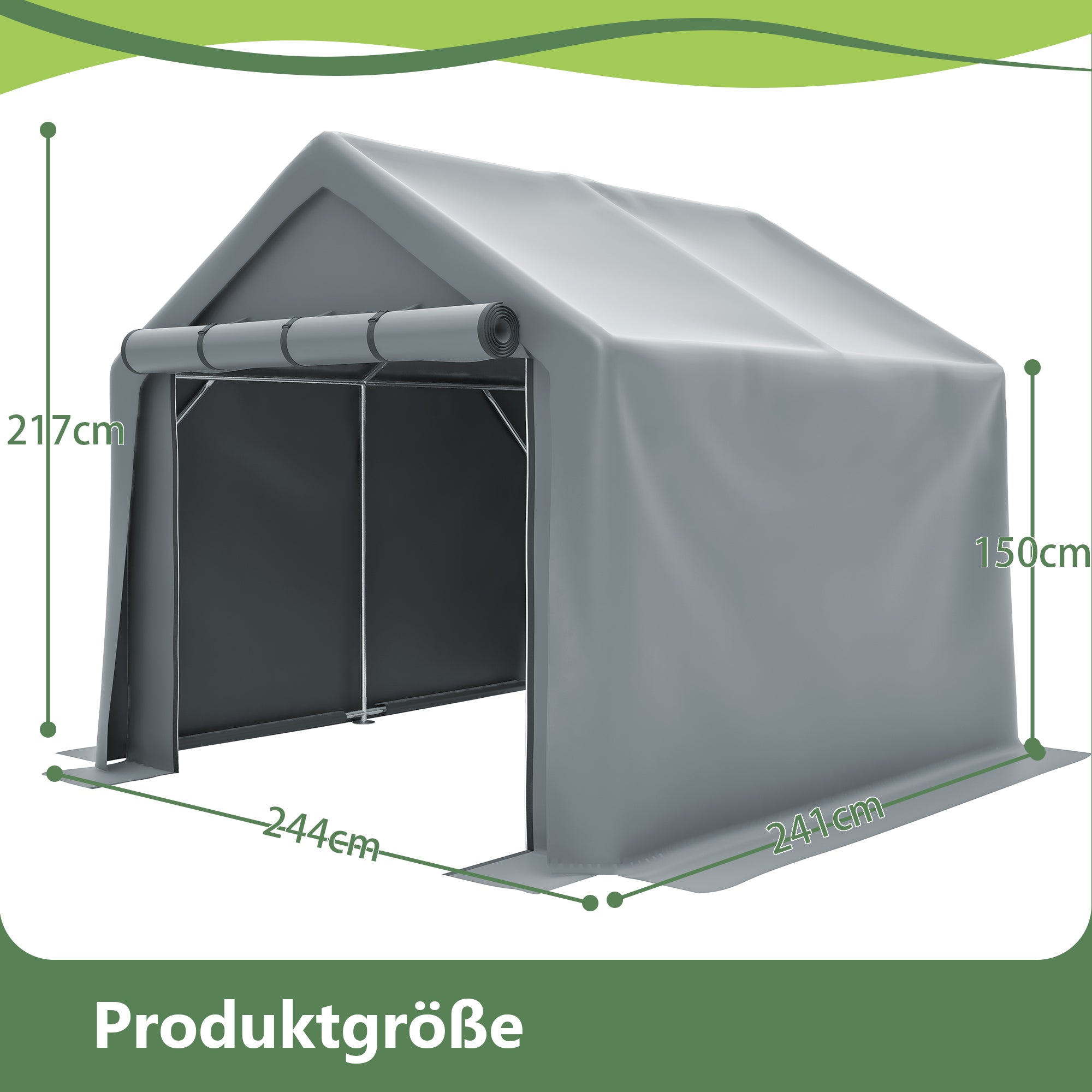 Garden Shed 244x241x217cm Multi-purpose Storage Garage Tent, Dark Grey