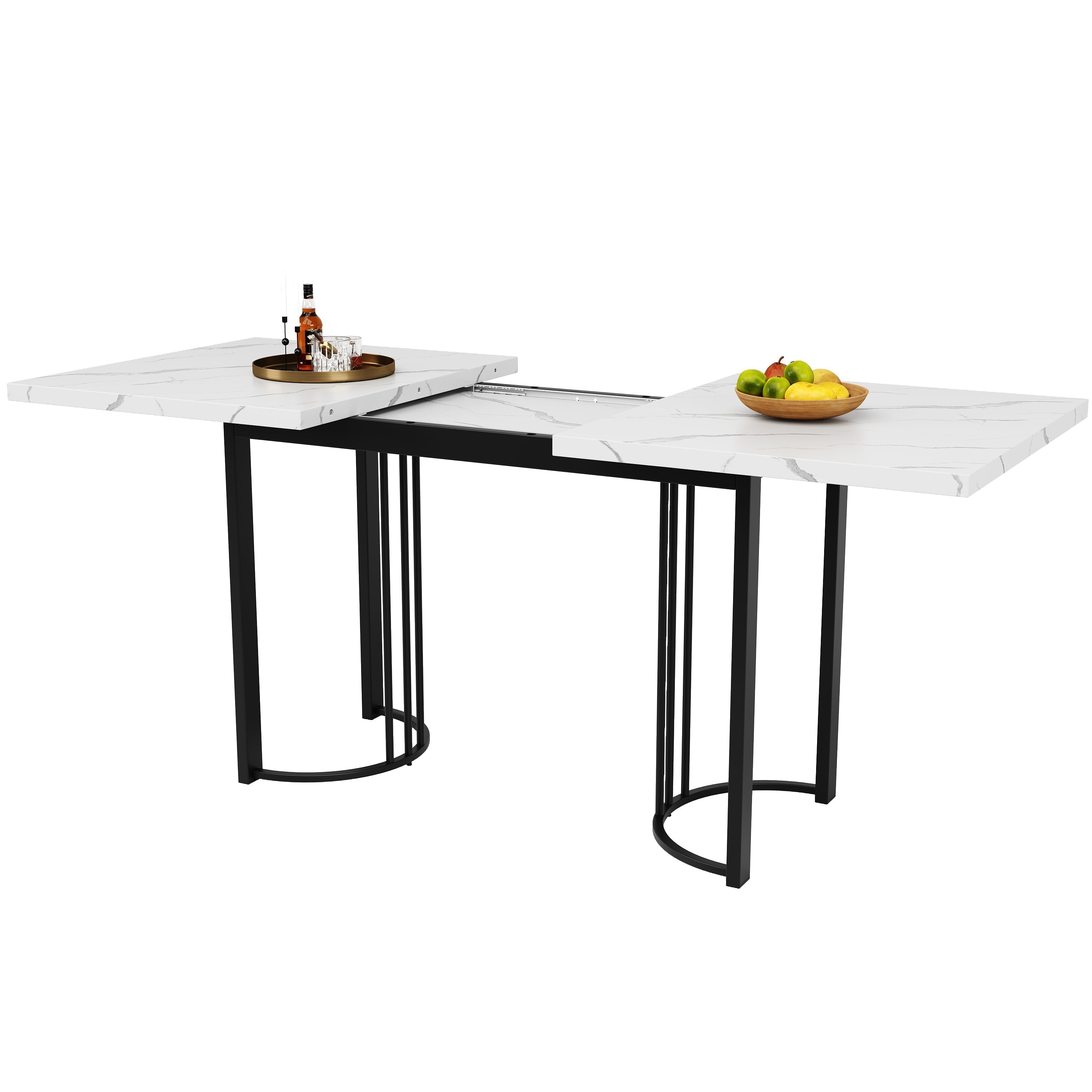 9-Piece Dining Set Extendable Rectangular Table for 8 Black Velvet