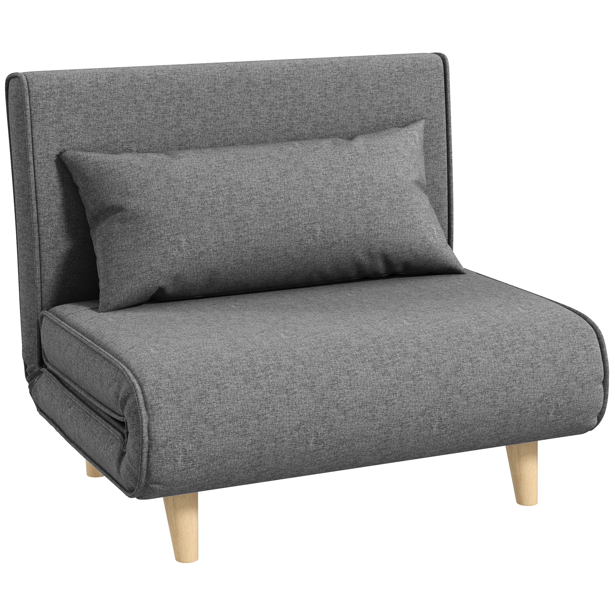 Kleines Einzelschlafsofa, faltbar, verstellbare Rückenlehne, Grau