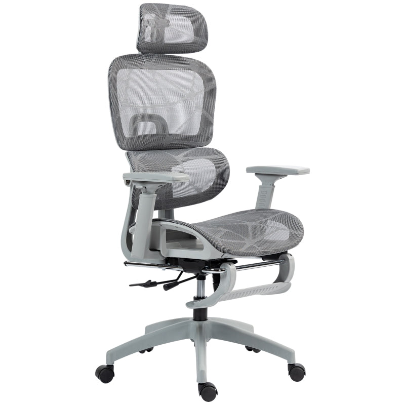 Office Chair, Ergonomic Mesh Desk Chair, Adjustable, Grey