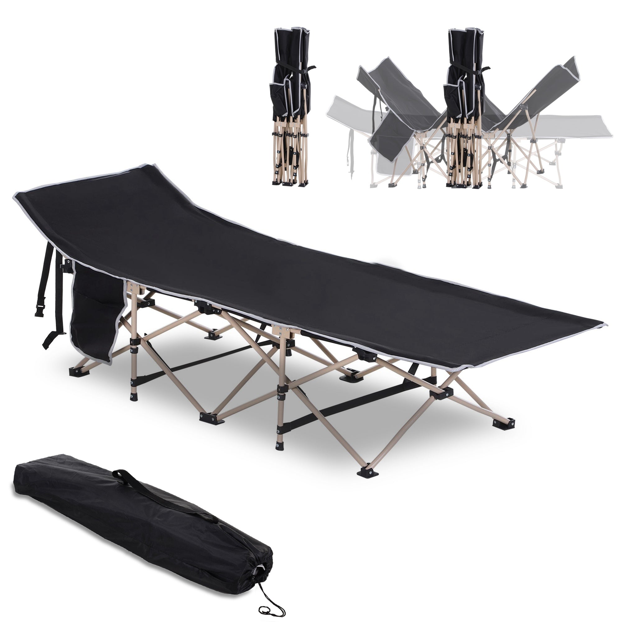 Feldbett, klappbar, 190x68x52 cm Oxford Schwarz