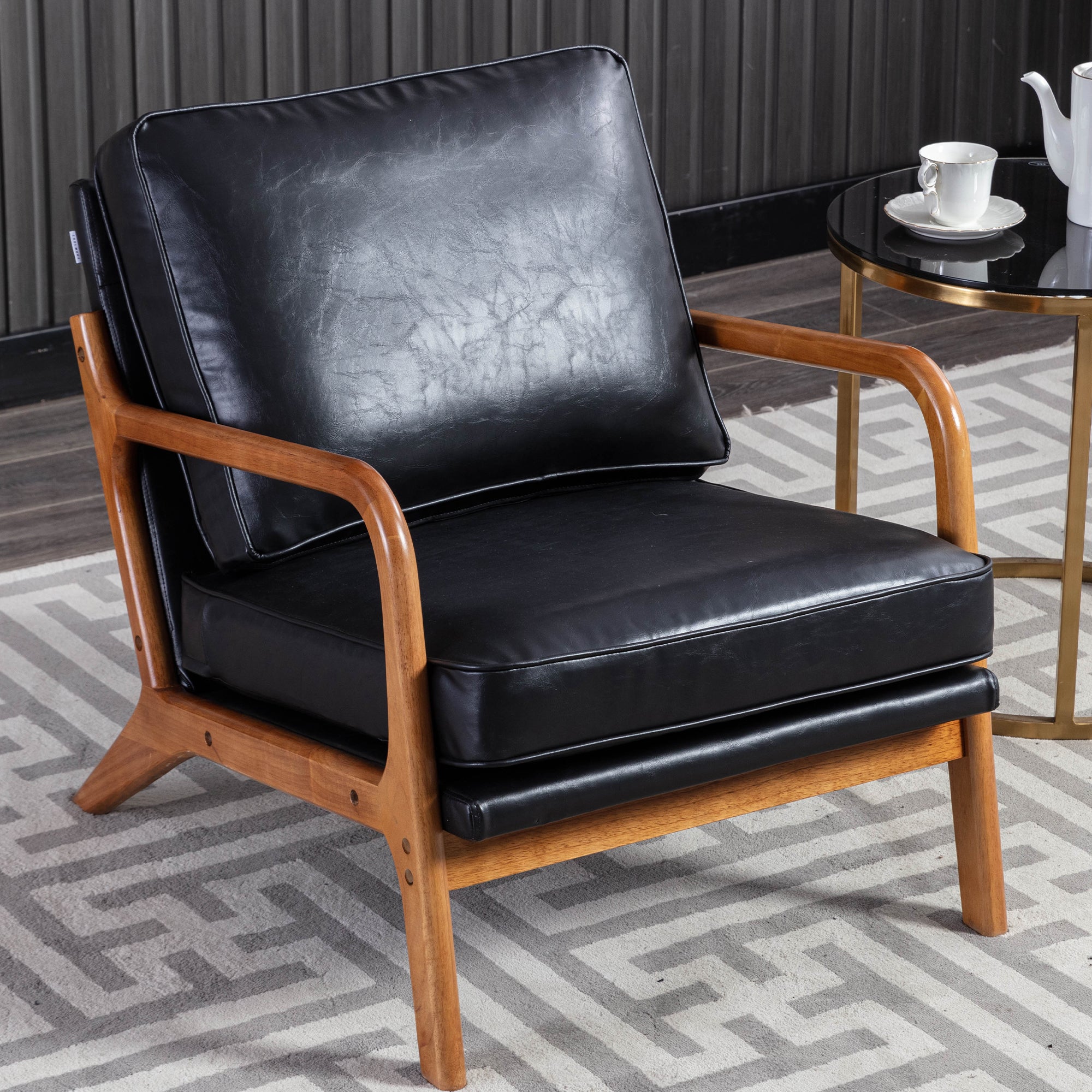 GOMYWAY Accent Chair Mid-Century Modern Armchair with Solid Wood