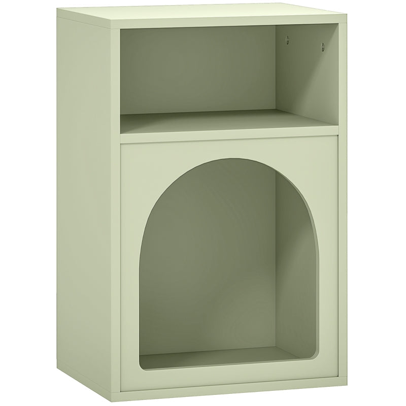 Bedside Table, 2 Open Compartments, Light Green