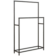Towel Rail, Freestanding with 2 Rails, Metal, Black