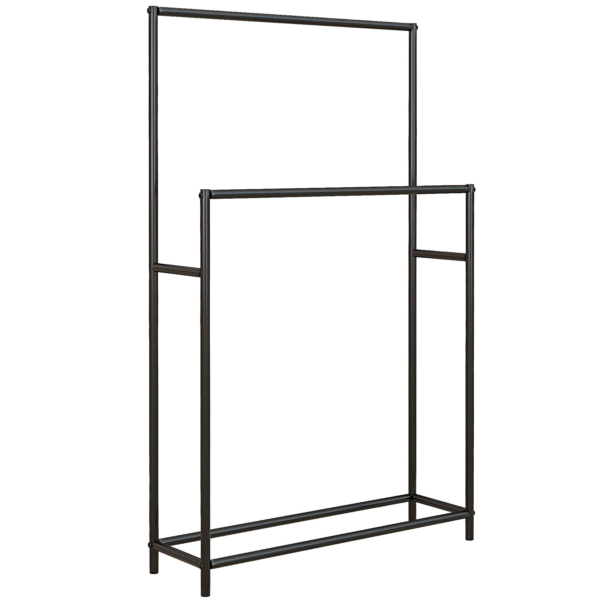 Towel Rail, Freestanding with 2 Rails, Metal, Black