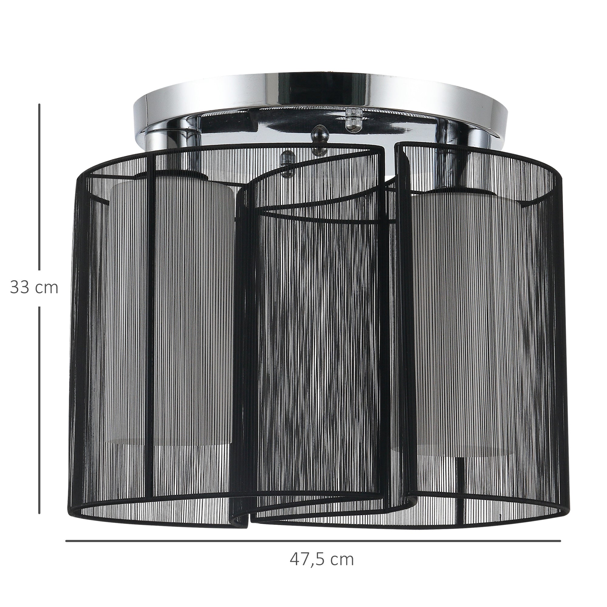 Ceiling Lamp Vintage 2-Light E27 Socket Black