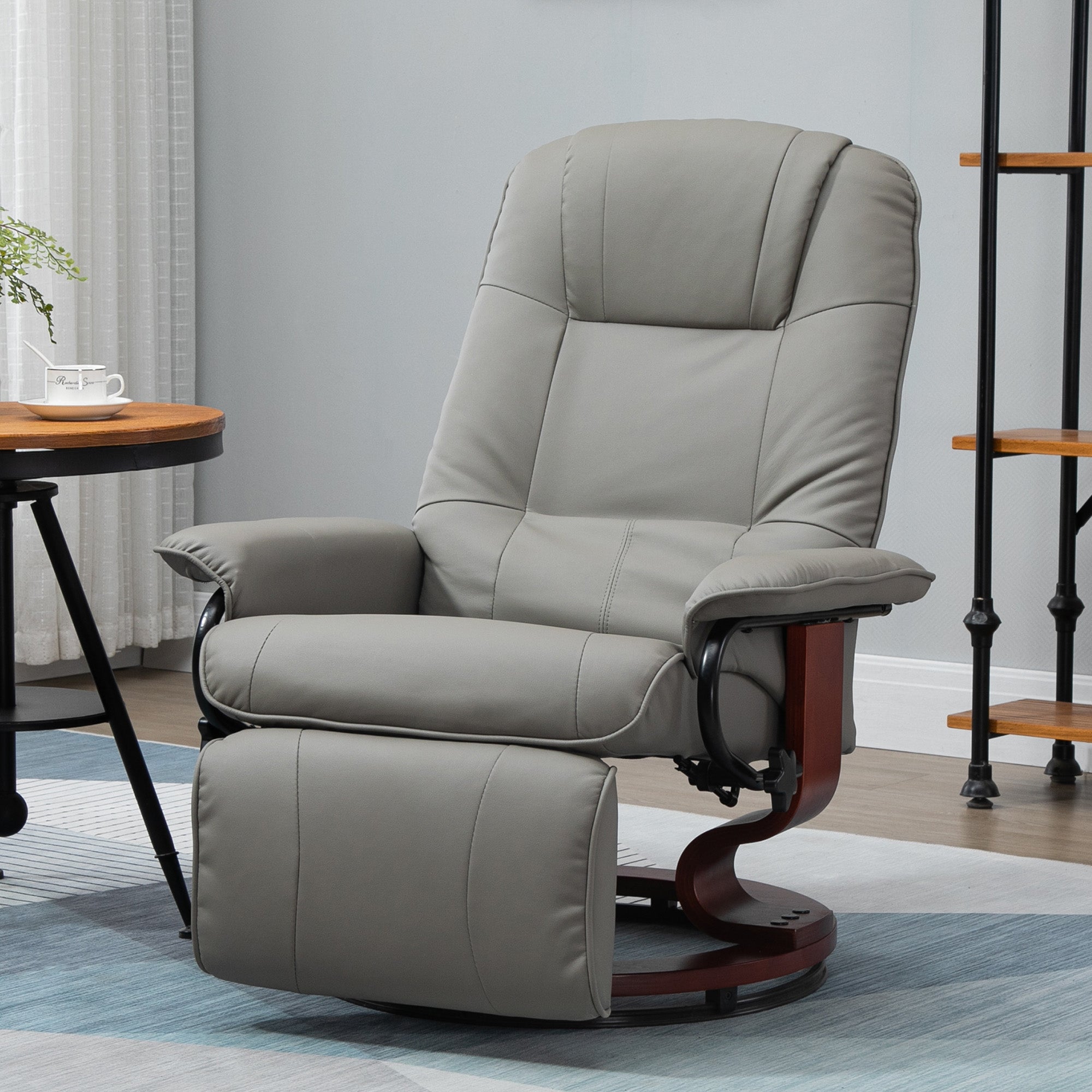 Electric TV Recliner, 145° Reclining Footrest with Side Buttons, Faux Leather Grey