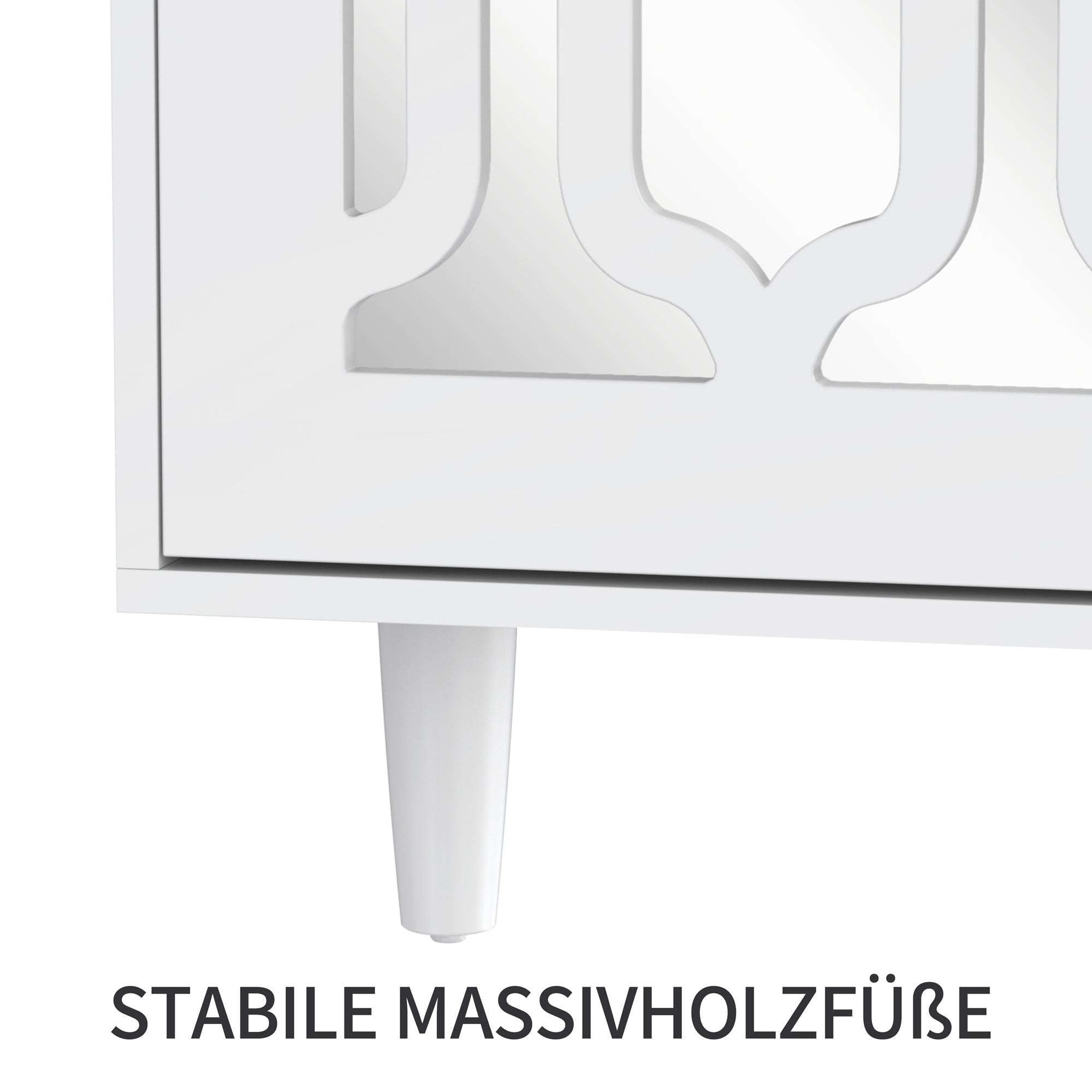 Mirrored Sideboard Crystal Handles 147.5x40x102cm, White