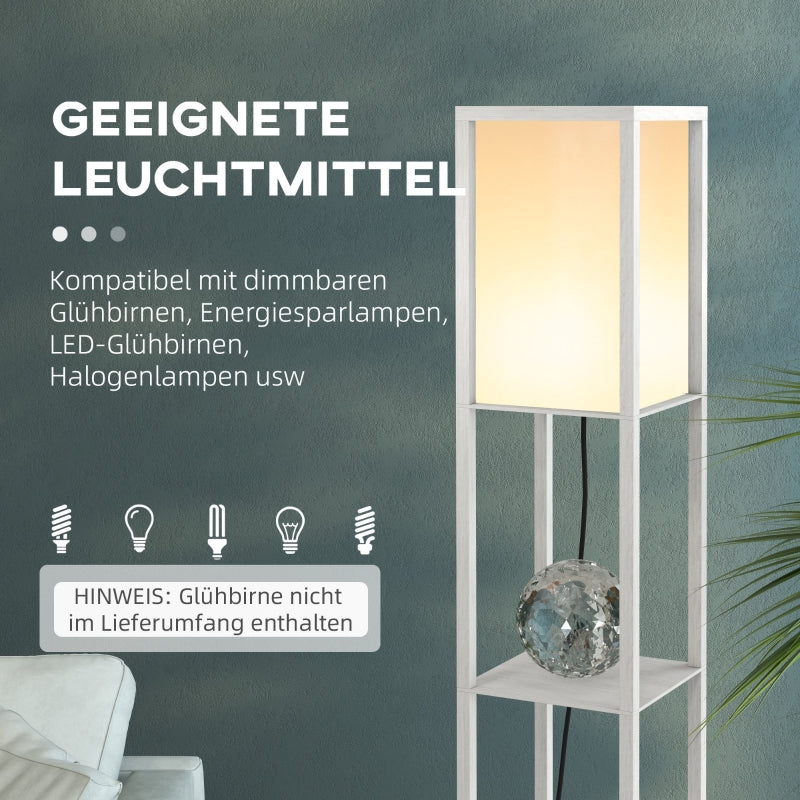 Floor Lamp, Shelves, 26 x 26 x 160 cm, Wood