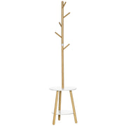 Garderobenständer, 5 Haken, Beistelltisch, 171cm, Naturweiß