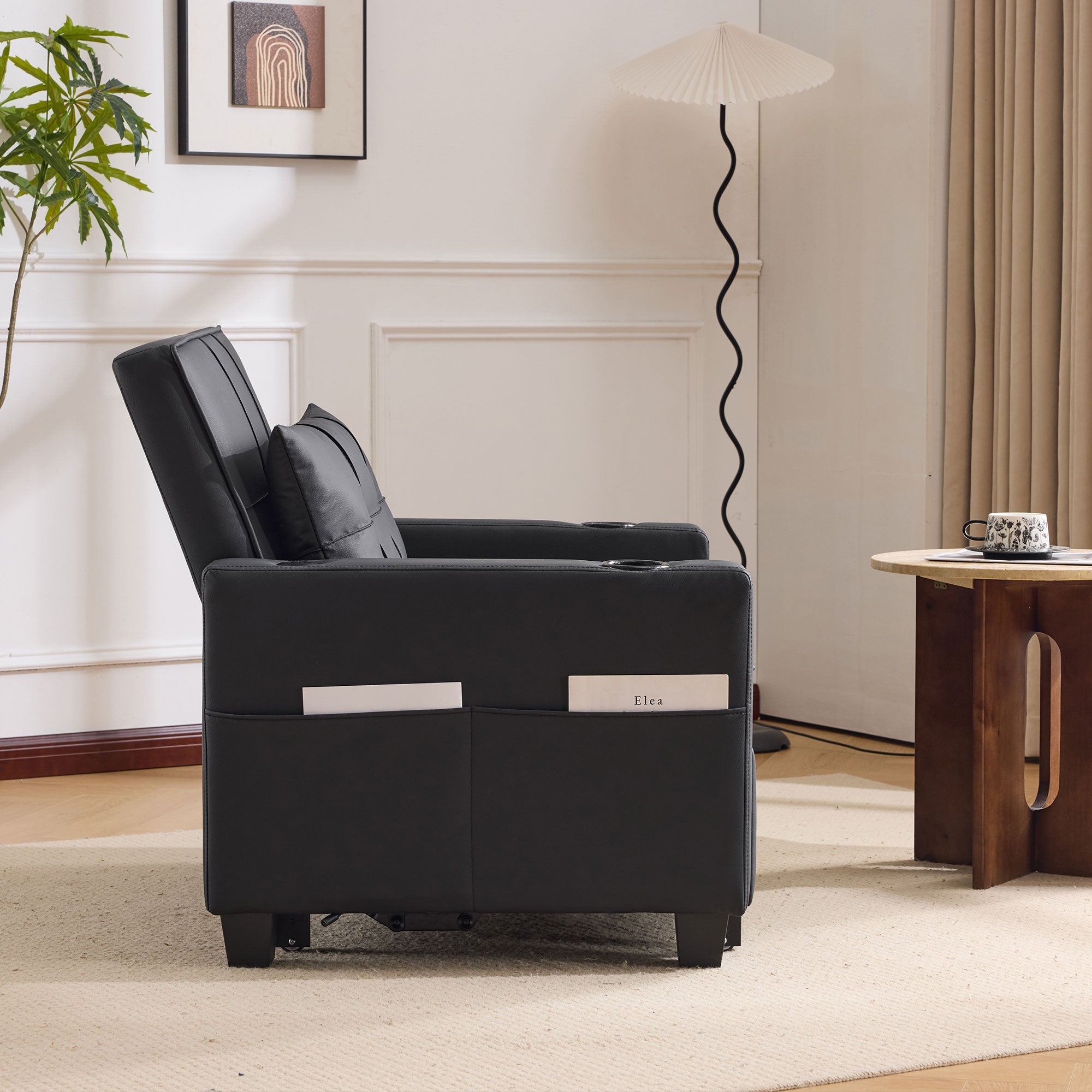 Sofa Bed, 3-in-1 Pull-Out with Cup Holders & USB Port