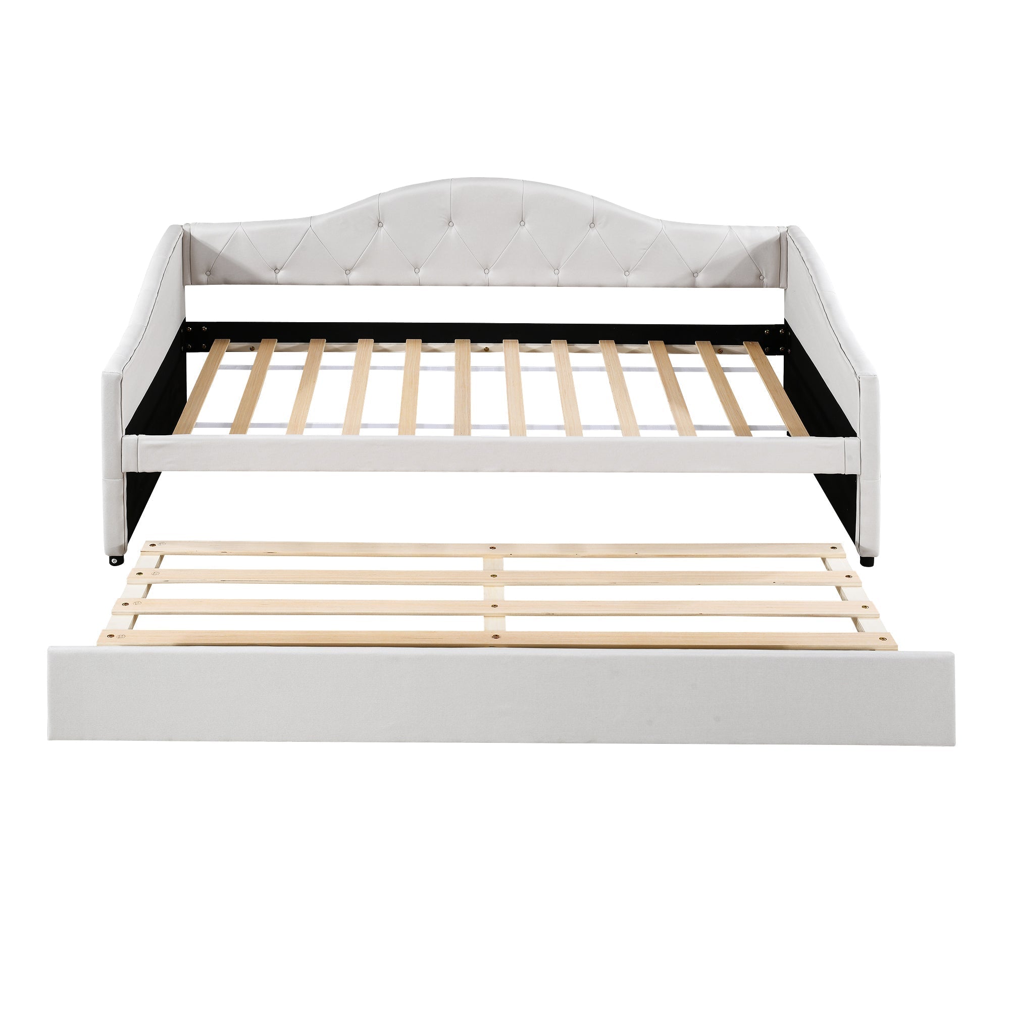 Daybed Sofa Bed 90x200cm Pull-out Bed Minimalist - Linen Beige