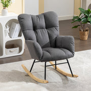 009 Mid-Century Modern Armchair with Quilting, Upholstered Seat, Linen Fabric, Grey
