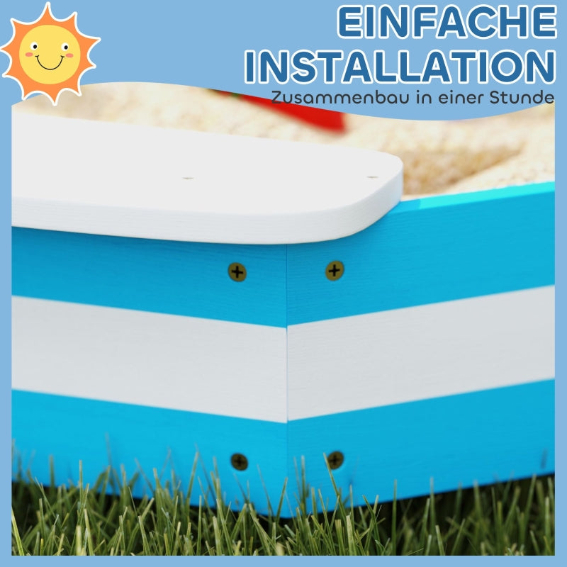 AIYAPLAY Sandpit, sandbox with 4 seats, spruce wood, blue