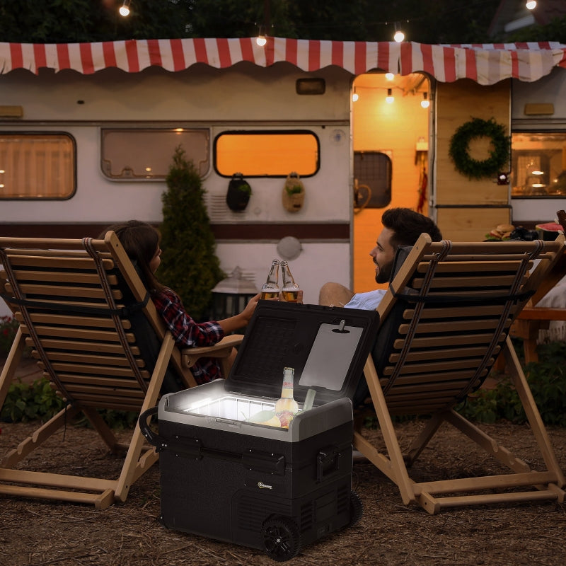 50L Car Refrigerator, Portable Compressor Fridge Freezer with Inner LED Light, Black