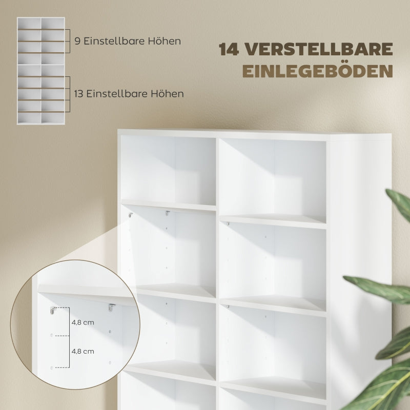 CD/DVD/Blu-ray Media Shelf/CD Stand, 640 CD/360 DVD/430 Blu-ray Storage 78.5x24x175 cm, White
