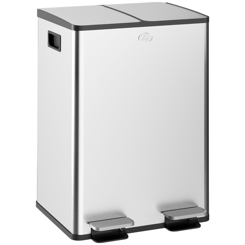56L Dual Compartment Bin with Deodoriser Holders Stainless Steel