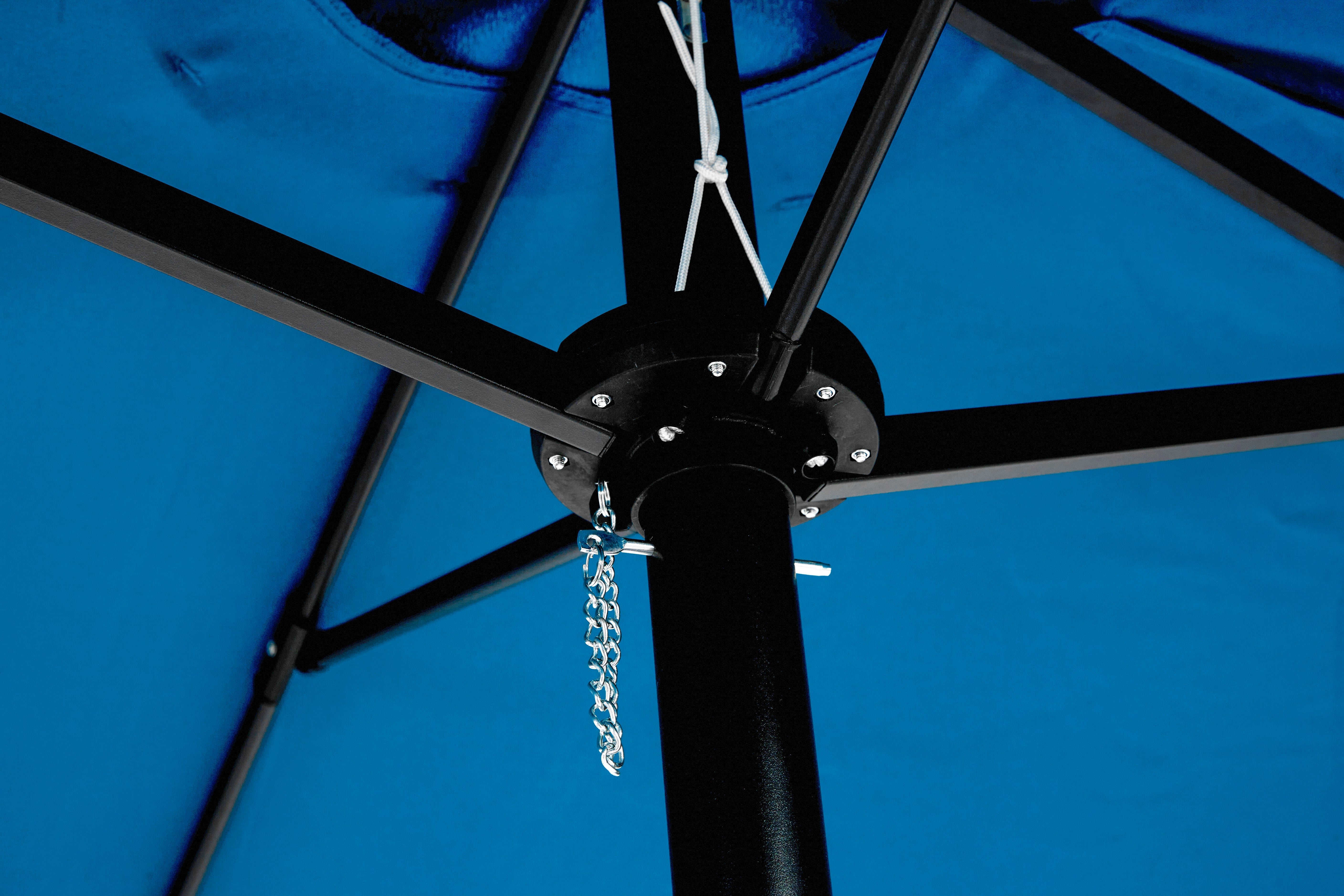 14.8 Ft Double Sided Outdoor Umbrella Rectangular Large with Crank, Dark Blue