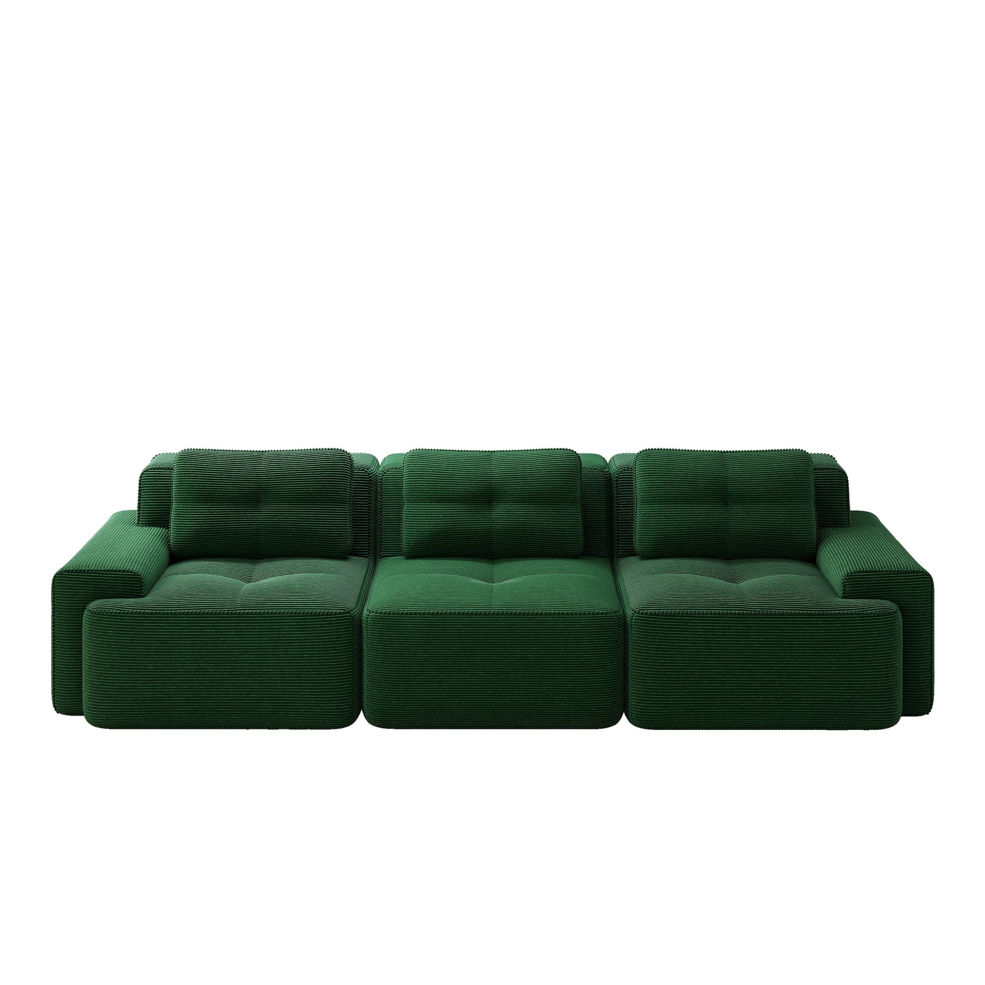 Cloud Modular Sofa Oversized Corner 3-Seater Low Seat Assembly-Free - Corduroy Green