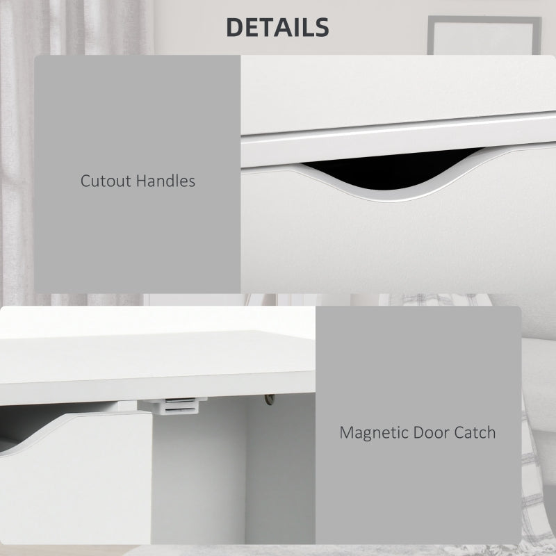 Bathroom Cabinet Freestanding Storage 4 Drawers Door Cupboard White
