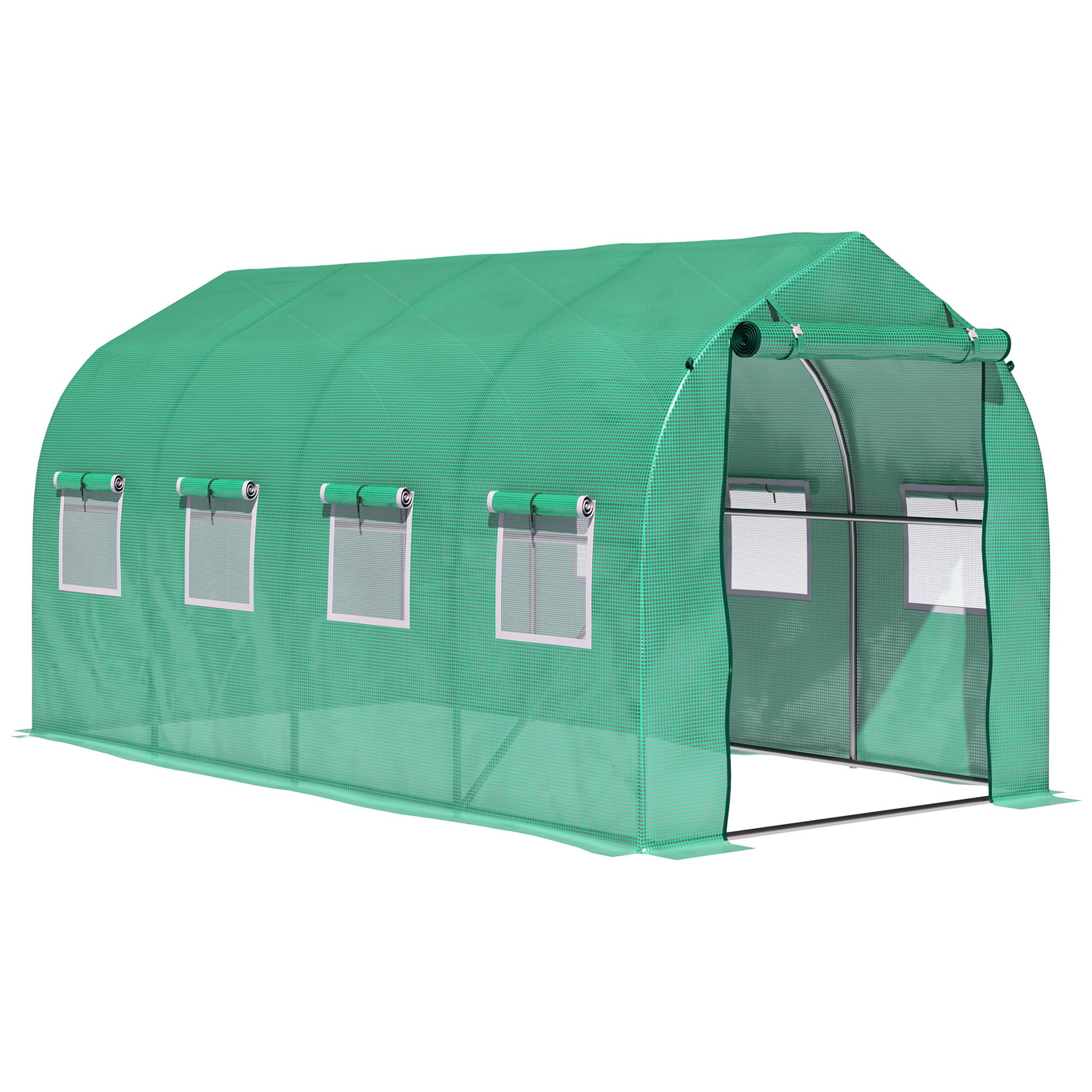Polytunnel Greenhouse 4x2M Walk-in with Windows and Door, Green