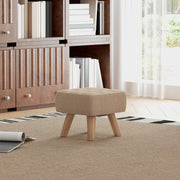 Linen-Look Square Padded Footstool Brown