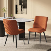 2 Dining Chairs, Comfortable Modern Design, Rust Velvet Fabric