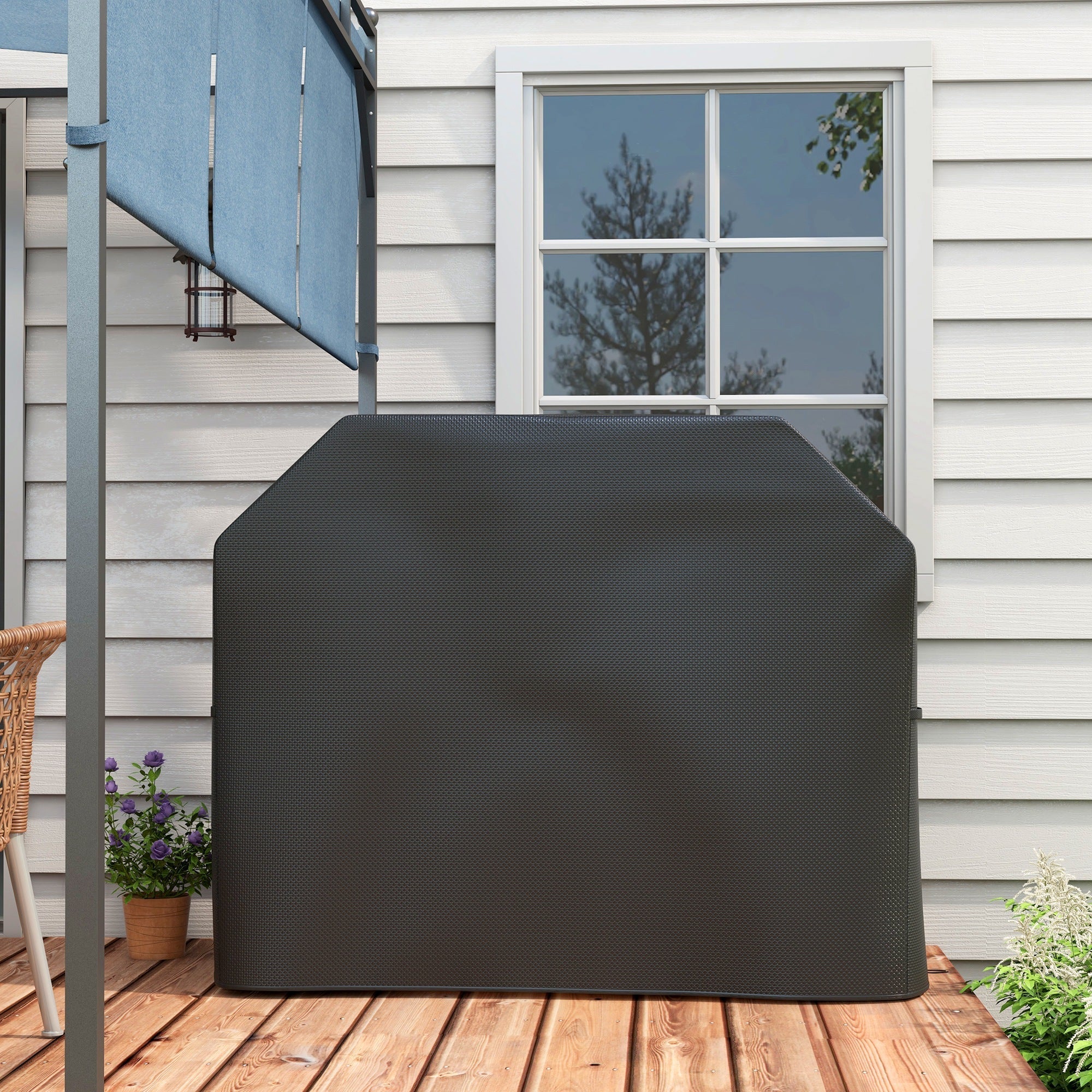 Protective Grill Cover, 147 x 61cm Weather-Resistant, Durable Plastic Coated Black