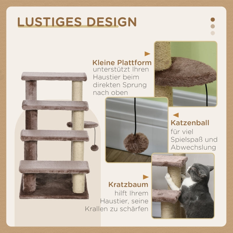 Pet Stairs Scratching Post, 4-Step for Animals up to 5 kg, Brown