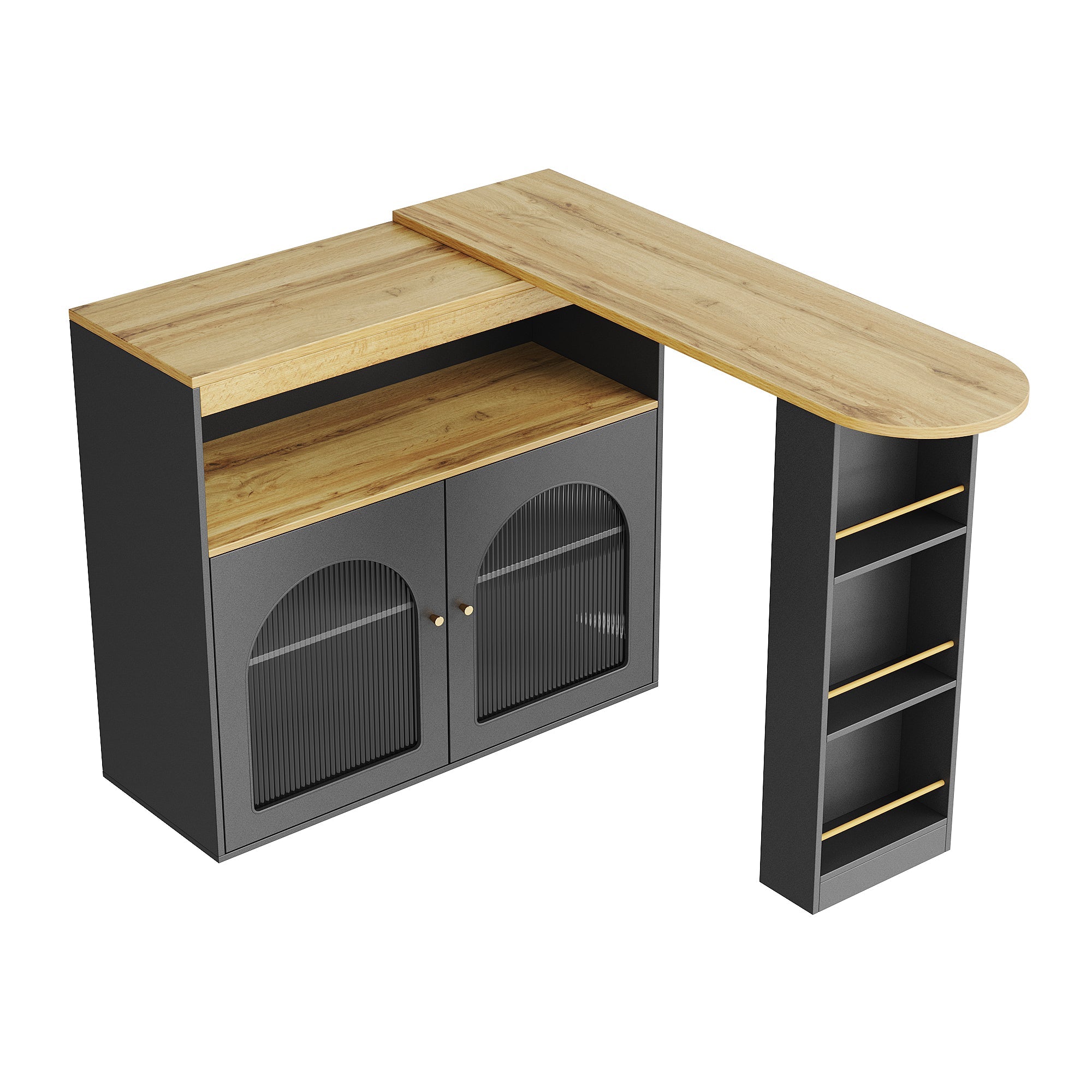 Extendable Bar Dining Table Modern with Storage Multi-Use