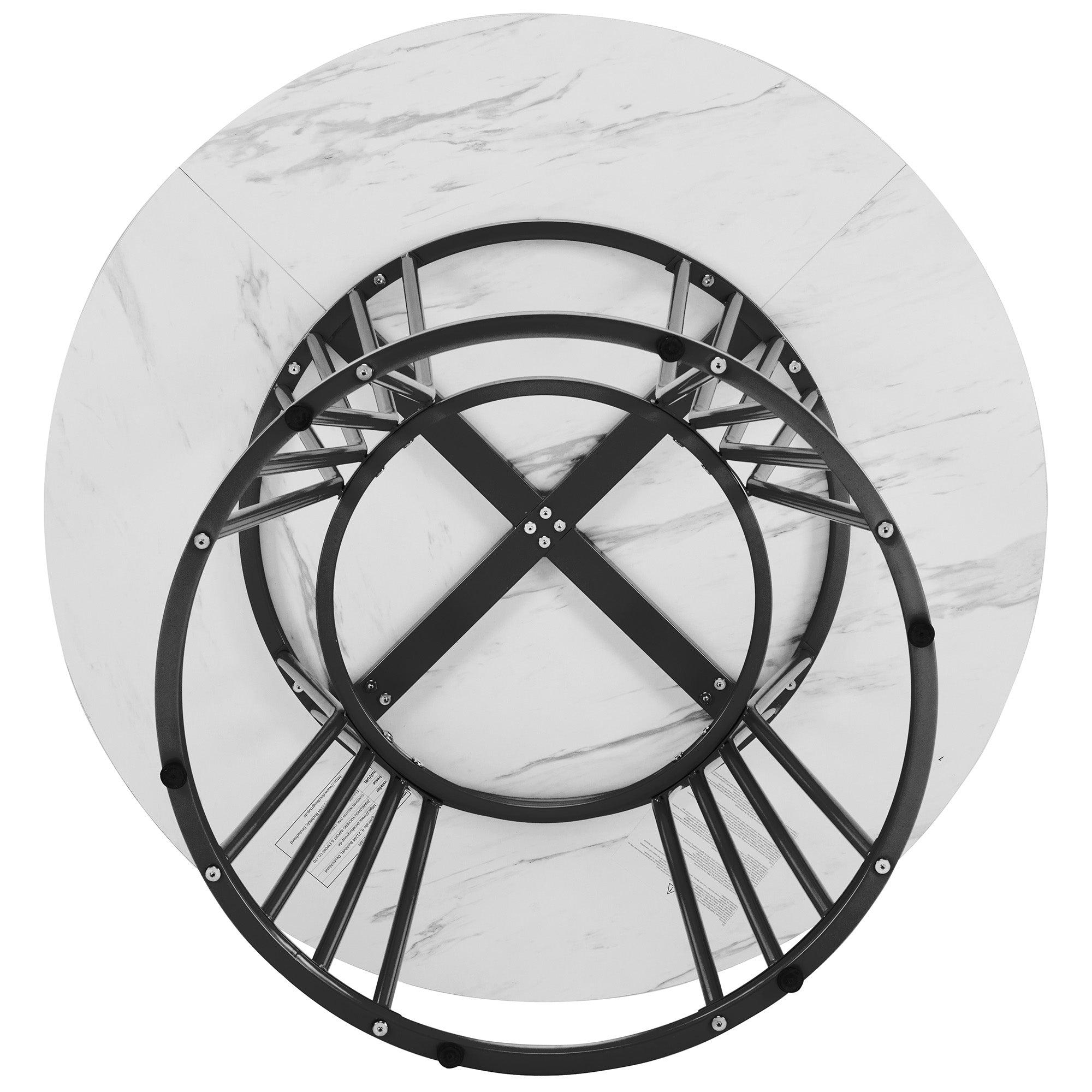 Kitchen Table Modern Marble Top Sturdy Metal Frame - White/Black