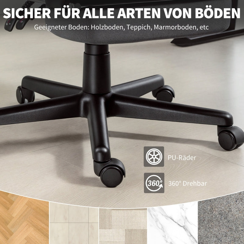Office Chair Upholstered Velvet Adjustable Height Casters - Grey