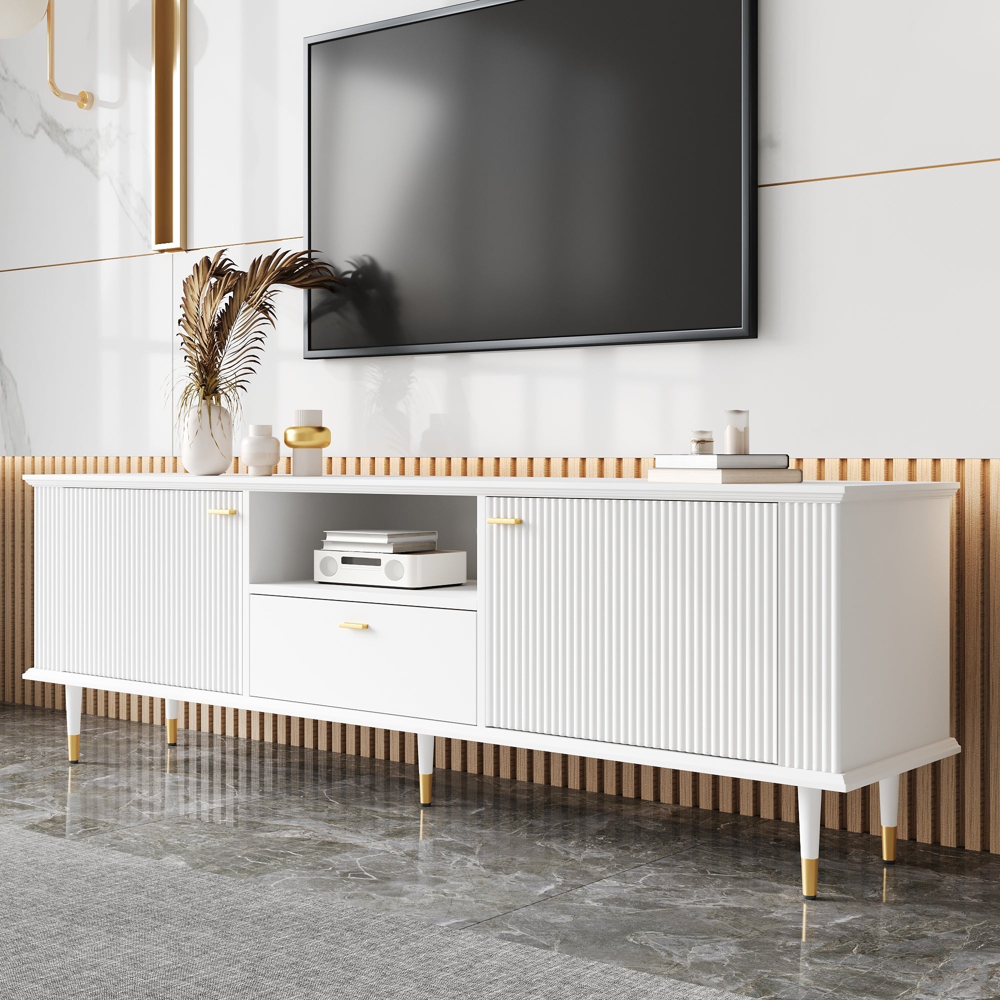 TV Stand with Storage and Cable Management